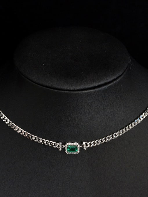 18K white plating [P 2053] 925 Sterling Silver High Carbon Diamond Geometric Luxury Choker Necklace